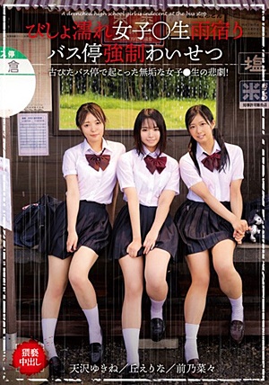 T-28595 びしょ濡れ女子○生雨宿りバス停強●わいせつ